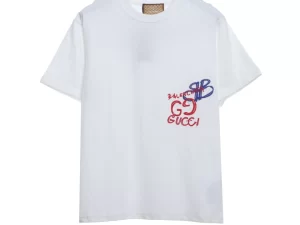 Red and blue embroidery T-shirts