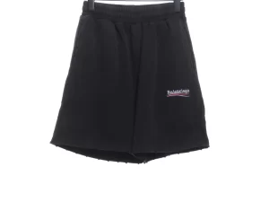 Ripped and washed cola embroidered short pants